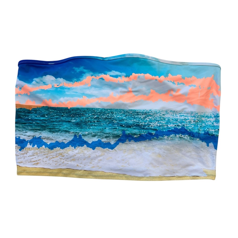 Aerie Bandeau Top‎ Beach Ocean Print UPF 50 Strapless Tube Top XL NWOT Vacation